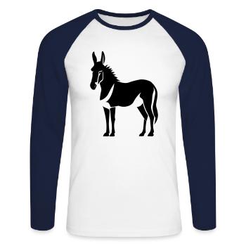 Esel - Unisex Baseballshirt langarm - Weiß/Navy - Vorne - Nik (191cm)