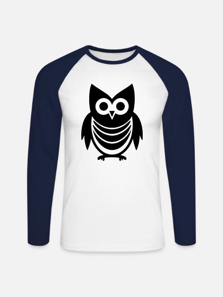 Little Owl - Unisex Long Sleeve Baseball T-Shirt - white/navy