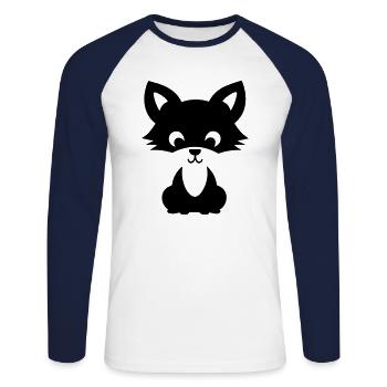 Fox - Unisex Long Sleeve Baseball T-Shirt - white/navy - Front - Nik (191cm)