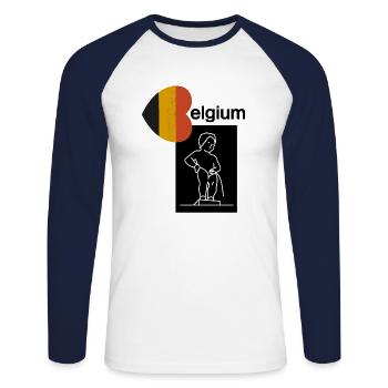 belgium - Unisex Long Sleeve Baseball T-Shirt - white/navy - Front - Nik (191cm)