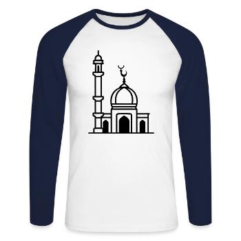 Moschee - Unisex Baseballshirt langarm - Weiß/Navy - Vorne - Nik (191cm)