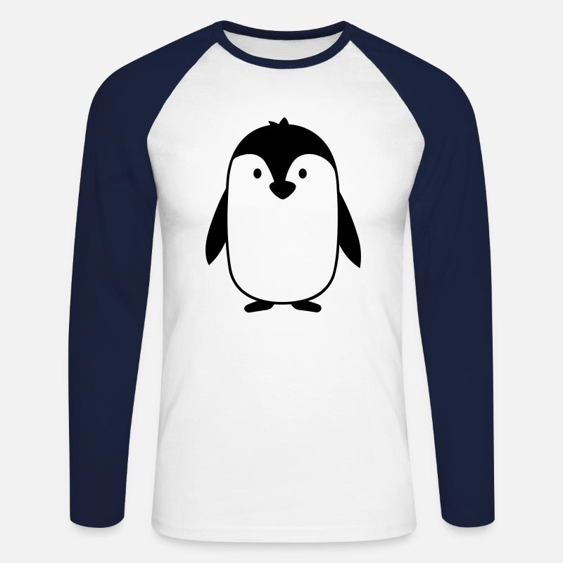 Pinguin - Unisex Baseballshirt langarm - Weiß/Navy
