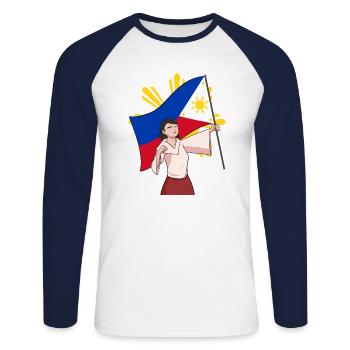 Philippines Drapeau philippin Pride I cadeau - T-shirt baseball manches longues Homme - blanc/marine - Devant - Nik (191cm)