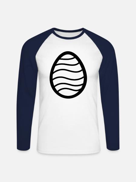 Egg - Unisex Long Sleeve Baseball T-Shirt - white/navy