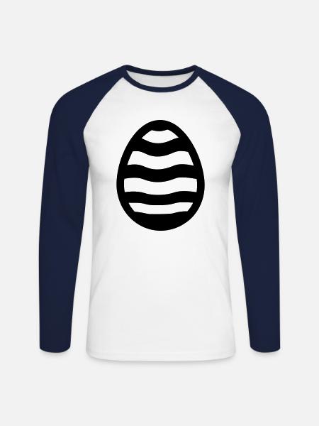 Ei - Unisex Baseballshirt langarm - Weiß/Navy