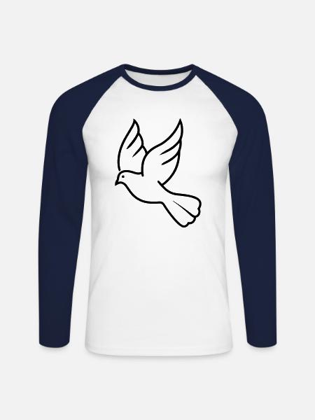 Dove - Unisex Long Sleeve Baseball T-Shirt - white/navy