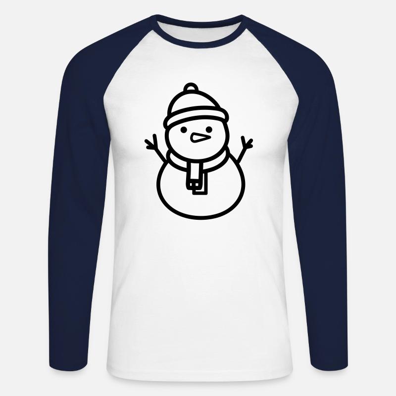 Schneemann - Unisex Baseballshirt langarm - Weiß/Navy