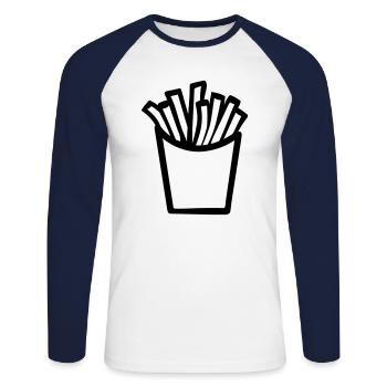 Pommes frites - Unisex Baseballshirt langarm - Weiß/Navy - Vorne - Nik (191cm)