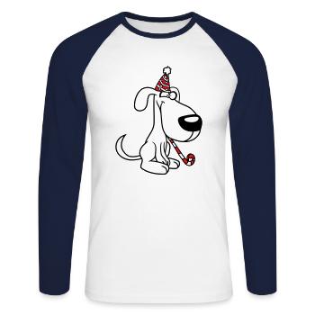 Dog Birthday New Year's Eve Party Hat Celebrate Toad - Unisex Long Sleeve Baseball T-Shirt - white/navy - Front - Nik (191cm)