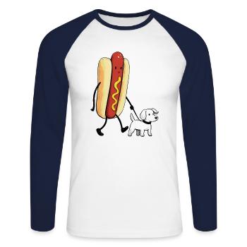 Zwei Hunde - Unisex Baseballshirt langarm - Weiß/Navy - Vorne - Nik (191cm)