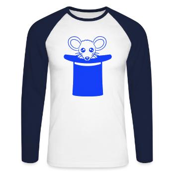 souris en chapeau de sorcier chapeau haut de forme petite souris mignon - T-shirt baseball manches longues Homme - blanc/marine - Devant - Nik (191cm)