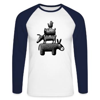 Town Musicians "black" - Unisex Long Sleeve Baseball T-Shirt - white/navy - Front - Nik (191cm)