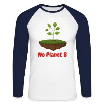 No Planet B - T-shirt baseball manches longues Homme - blanc/marine - Devant - Nik (191cm)