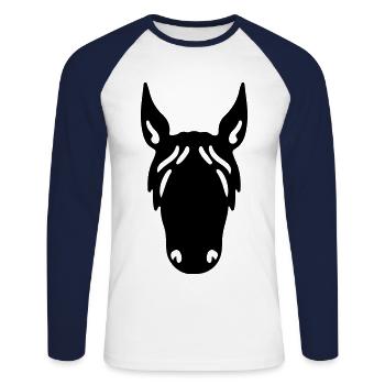 Horse Horse Head Rider Equestrian Sport - Unisex Long Sleeve Baseball T-Shirt - white/navy - Front - Nik (191cm)