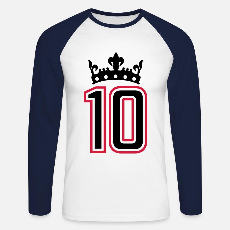 10 krone zahl - Unisex Baseballshirt langarm - Weiß/Navy