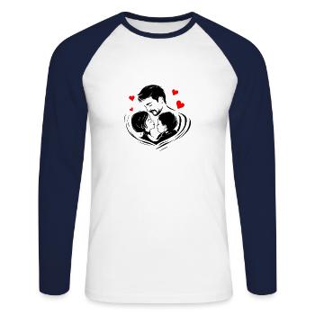 L'amour d'un père - T-shirt baseball manches longues Homme - blanc/marine - Devant - Nik (191cm)