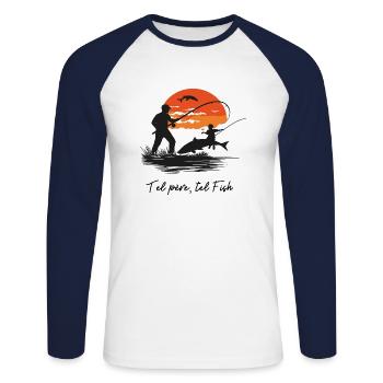 Pêche de père en fils, pêcheurs de souvenirs - T-shirt baseball manches longues Homme - blanc/marine - Devant - Nik (191cm)