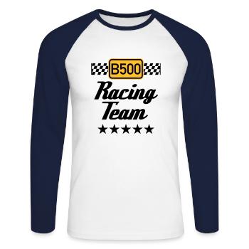 B500 Racing Team - Unisex Long Sleeve Baseball T-Shirt - white/navy - Front - Nik (191cm)
