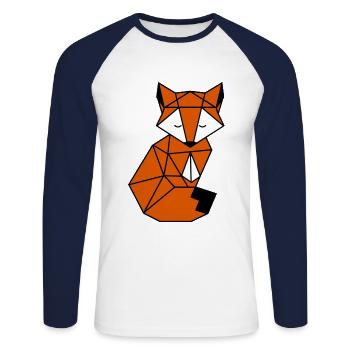 Origami-Fuchs - Unisex Baseballshirt langarm - Weiß/Navy - Vorne - Nik (191cm)