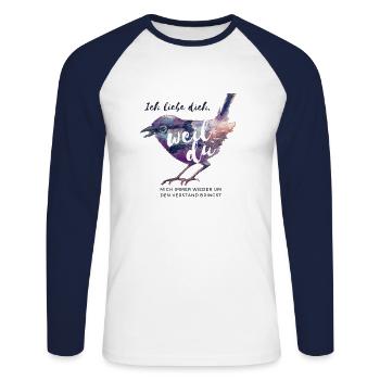 Sage jeden Tag ich liebe dich - Unisex Baseballshirt langarm - Weiß/Navy - Vorne - Nik (191cm)