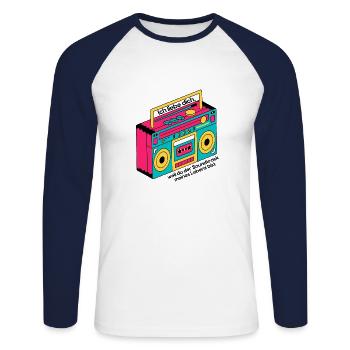 Du bist der Sound meines Lebens - ich liebe dich - Unisex Baseballshirt langarm - Weiß/Navy - Vorne - Nik (191cm)
