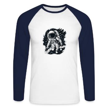 Cosmic Explorer - Unisex Long Sleeve Baseball T-Shirt - white/navy - Front - Nik (191cm)