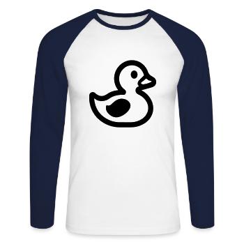 Canard - T-shirt baseball manches longues Homme - blanc/marine - Devant - Nik (191cm)