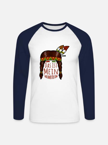 Dette er min indiske kostume HARIZ karneval - Langærmet herre-baseballshirt - hvid/marineblå