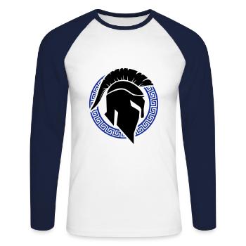 spartaner helm - Unisex Baseballshirt langarm - Weiß/Navy - Vorne - Nik (191cm)