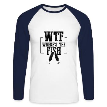 fishing fishing spruch - Unisex Long Sleeve Baseball T-Shirt - white/navy - Front - Nik (191cm)