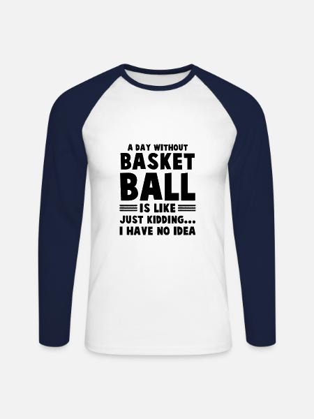 basket-ball rigolade - T-shirt baseball manches longues Homme - blanc/marine