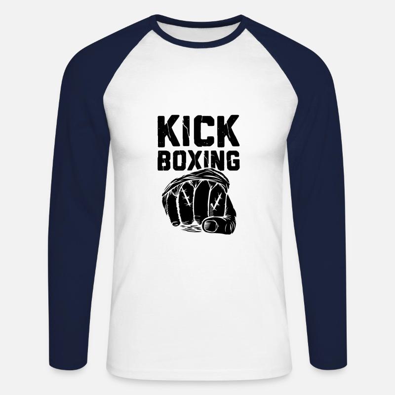 kickboxing kickboxer - Unisex Baseballshirt langarm - Weiß/Navy