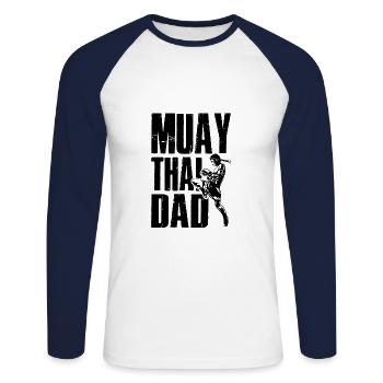 papa muay thai papa - T-shirt baseball manches longues Homme - blanc/marine - Devant - Nik (191cm)