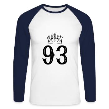 93 nombre de couronnes - T-shirt baseball manches longues Homme - blanc/marine - Devant - Nik (191cm)