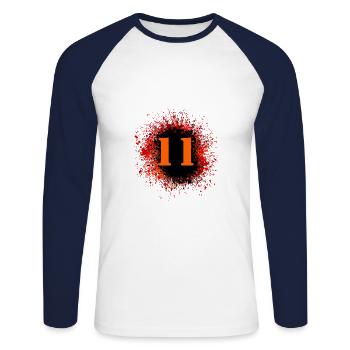 11 nombre de taches - T-shirt baseball manches longues Homme - blanc/marine - Devant - Nik (191cm)