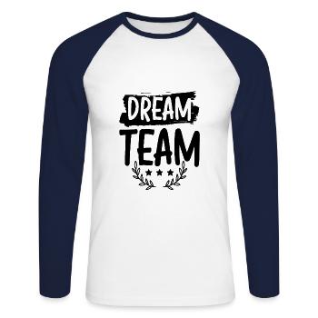 Dream Team - Unisex Baseballshirt langarm - Weiß/Navy - Vorne - Nik (191cm)