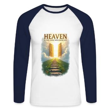 Le ciel est pour ceux qui connaissent Dieu - T-shirt baseball manches longues Homme - blanc/marine - Devant - Nik (191cm)