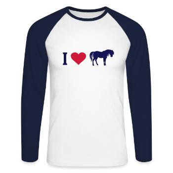 Ich liebe Pferde Herz Pferd Pferdeliebhaber Reiter - Unisex Baseballshirt langarm - Weiß/Navy - Vorne - Nik (191cm)