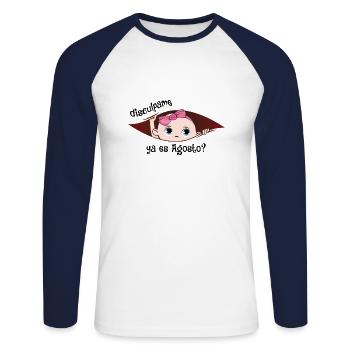 Disculpame Ya Es Agosto Bebita - Unisex Baseballshirt langarm - Weiß/Navy - Vorne - Nik (191cm)
