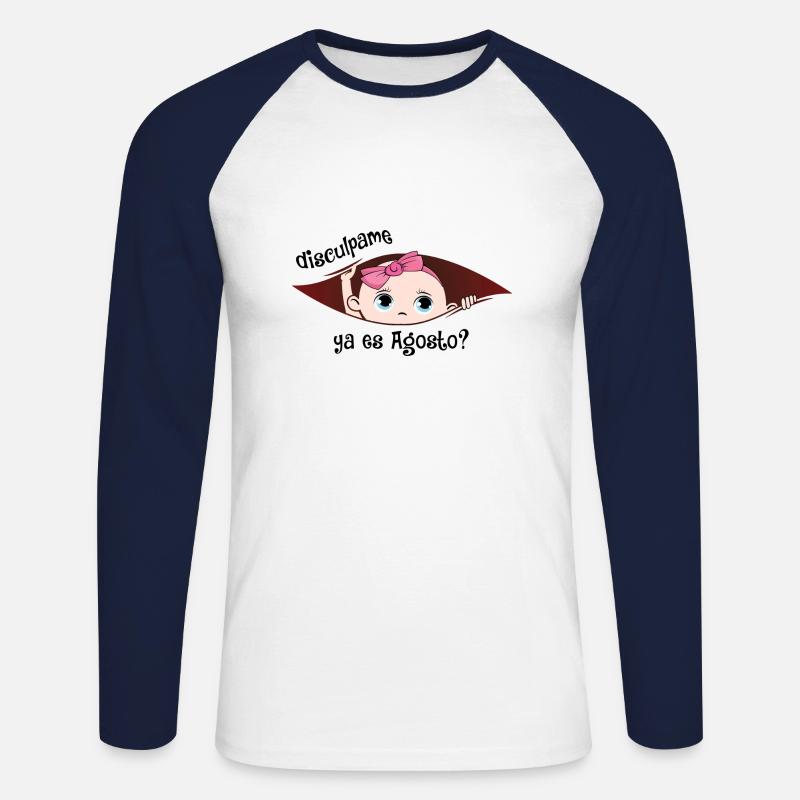 Disculpame Ya Es Agosto Bebita - Unisex Baseballshirt langarm - Weiß/Navy