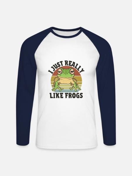 Frog - Unisex Long Sleeve Baseball T-Shirt - white/navy
