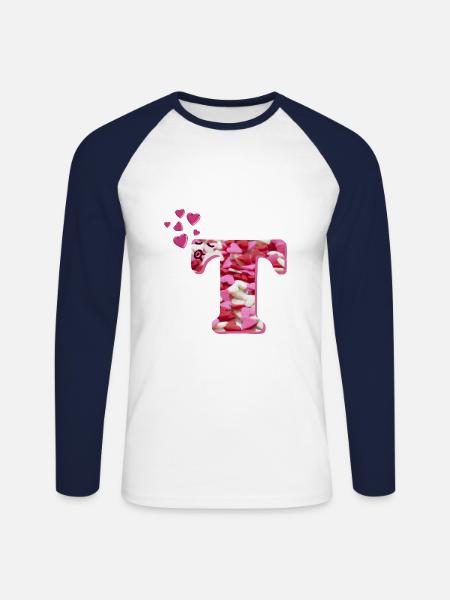 hearts t - Unisex Long Sleeve Baseball T-Shirt - white/navy