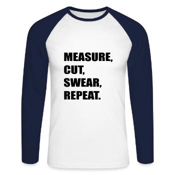 mesure coupe jurer - T-shirt baseball manches longues Homme - blanc/marine - Devant - Nik (191cm)