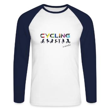 Cycling is colorful ! lgbtq, pride, pride month - Unisex Long Sleeve Baseball T-Shirt - white/navy - Front - Nik (191cm)