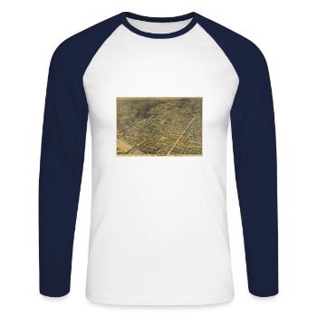 Austin 1887 - Unisex Long Sleeve Baseball T-Shirt - white/navy - Front - Nik (191cm)
