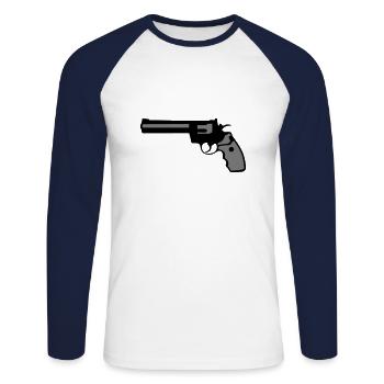 revolver 357 pistol gun - Unisex Long Sleeve Baseball T-Shirt - white/navy - Front - Nik (191cm)