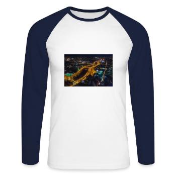 Ho Minh par nuit - T-shirt baseball manches longues Homme - blanc/marine - Devant - Nik (191cm)