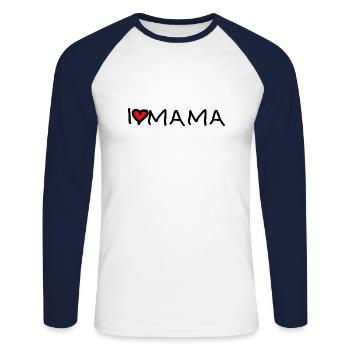 Mom Spruch I love Mama Geschenk - Unisex Baseballshirt langarm - Weiß/Navy - Vorne - Nik (191cm)