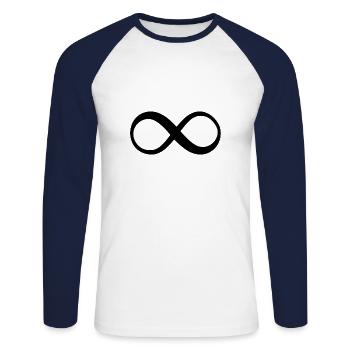 Infinité symbole Endless Infinity Caractère - T-shirt baseball manches longues Homme - blanc/marine - Devant - Nik (191cm)