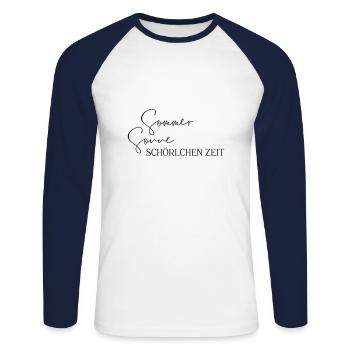 Sommer Sonne Schörlchen-Zeit – Weinschorle trinken - Unisex Baseballshirt langarm - Weiß/Navy - Vorne - Nik (191cm)